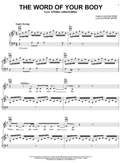 Duncan Sheik The Word Of Your Body Sheet Music Pdf Notes Chords Musical Show Score Piano Vocal Guitar Right Hand Melody Download Printable Sku 633 Duncan Sheik The Word Of Your Body Sheet Music Pdf Notes Chords Musical Show Score Piano Vocal Guitar Right Hand Melody Download Printable Sku 633