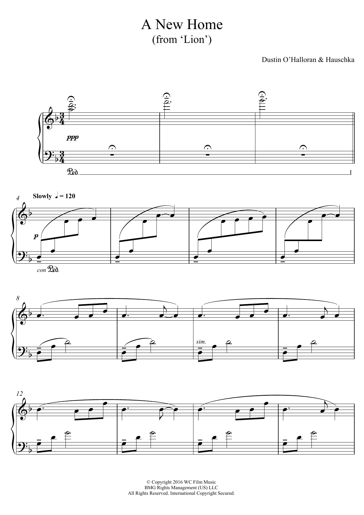 Dustin O Halloran Hauschka A New Home From Lion Sheet Music Pdf Notes Chords Film Tv Score Piano Solo Download Printable Sku 124628