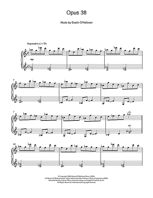 Learn to play Dustin O'Halloran Opus 38 sheet music for Piano Solo in minutes. Dustin O'Halloran Opus 38 sheet music notes and chords