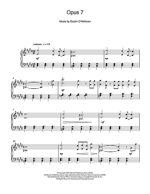 Learn to play Dustin O'Halloran Opus 7 sheet music for Piano Solo in minutes. Dustin O'Halloran Opus 7 sheet music notes and chords. Download Printable PDF.