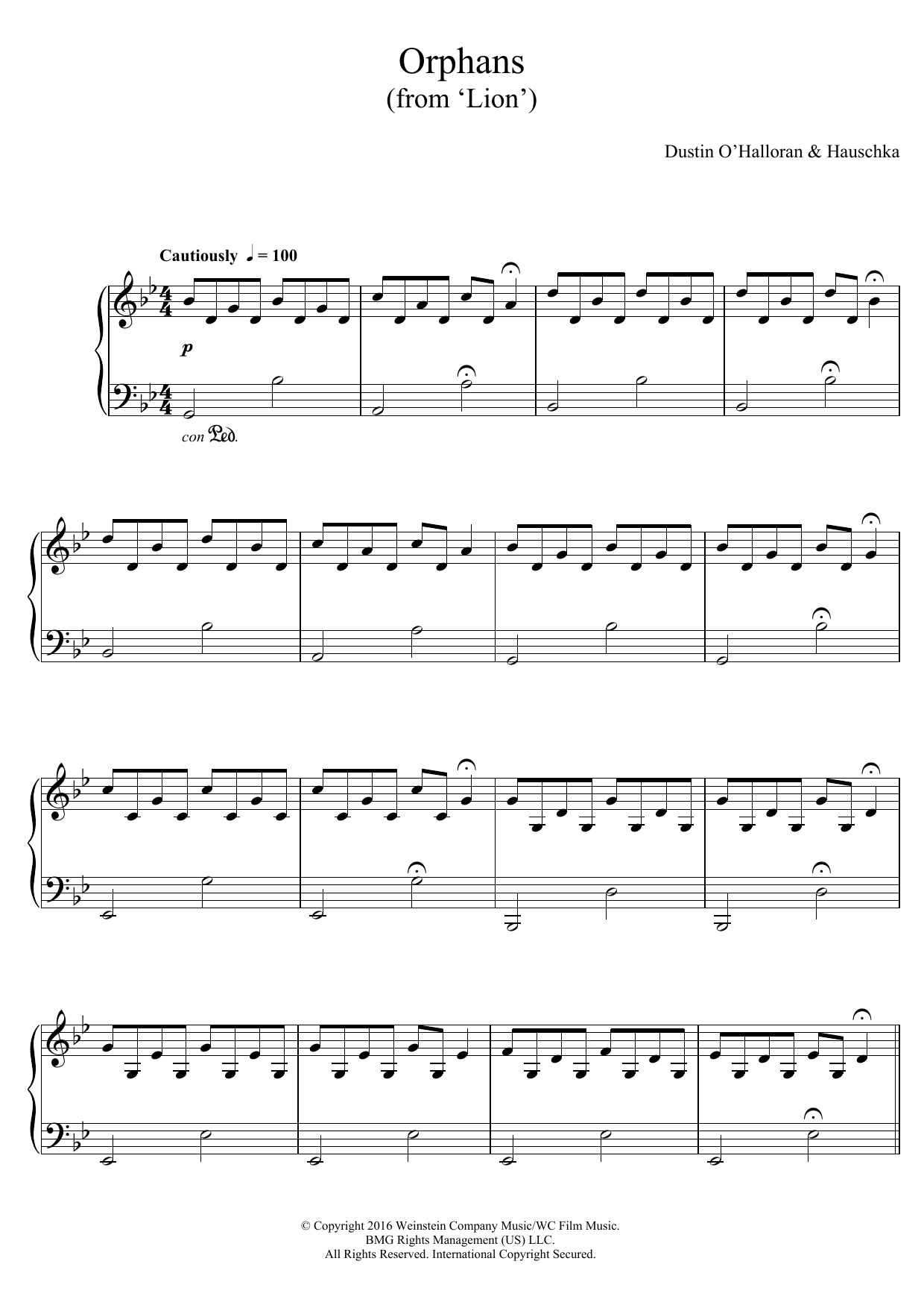Dustin O Halloran Orphans From Lion Sheet Music Pdf Notes Chords Film Tv Score Piano Solo Download Printable Sku 124633