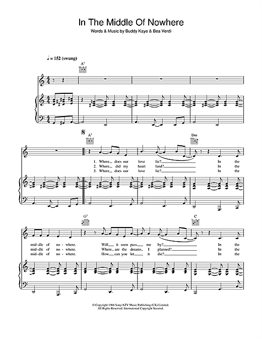 Learn to play Dusty Springfield In The Middle Of Nowhere sheet music for Piano, Vocal & Guitar in minutes. Dusty Springfield In The Middle Of Nowhere sheet music notes and chords. Download Printable PDF.