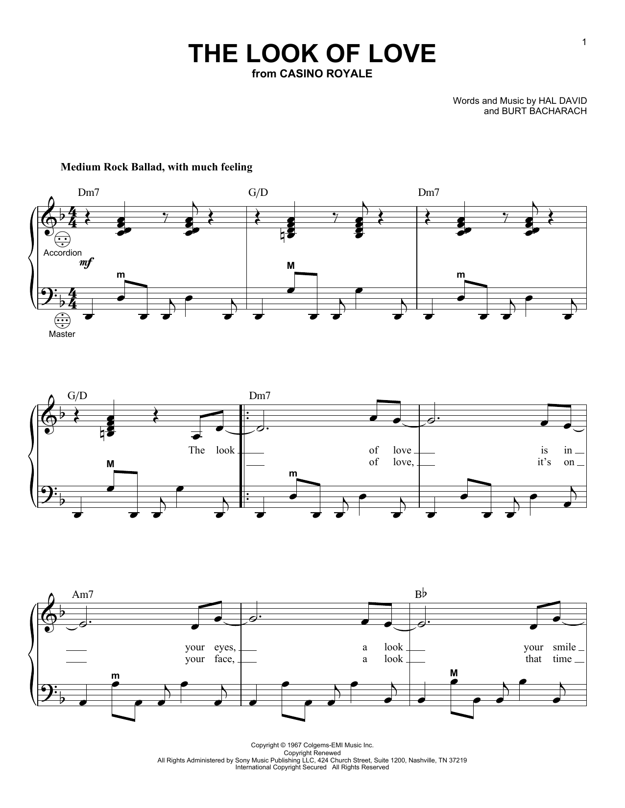 Download Dusty Springfield "The Look Of Love" Sheet Music & PDF.