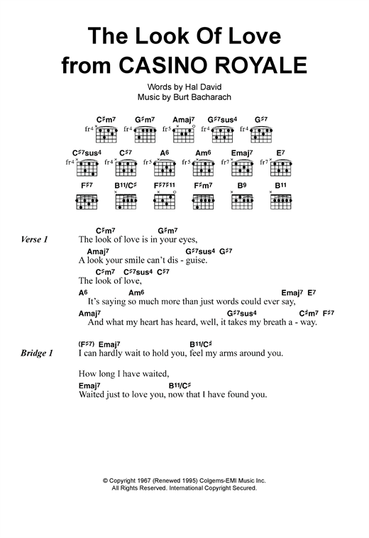 Dusty Springfield The Look Of Love Sheet Music Pdf Notes Chords Pop Score Guitar Chords Lyrics Download Printable Sku 117979