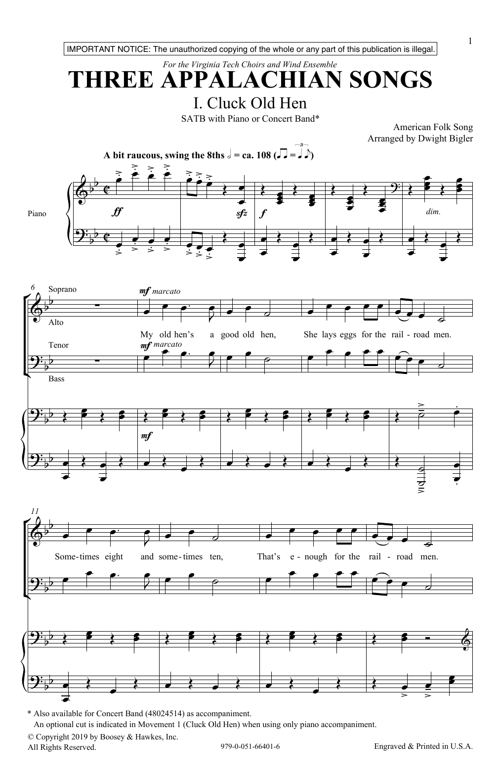 Dwight Bigler Three Appalachian Songs sheet music notes and chords. Download Printable PDF.