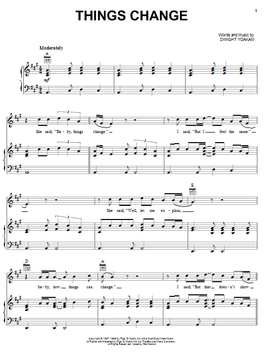 Dwight Yoakam Things Change sheet music notes and chords. Download Printable PDF.