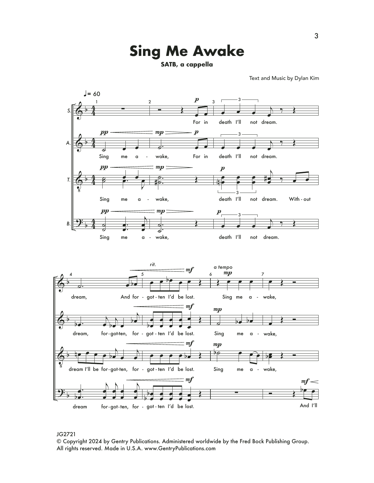 Dylan Kim Sing Me Awake sheet music notes and chords. Download Printable PDF.