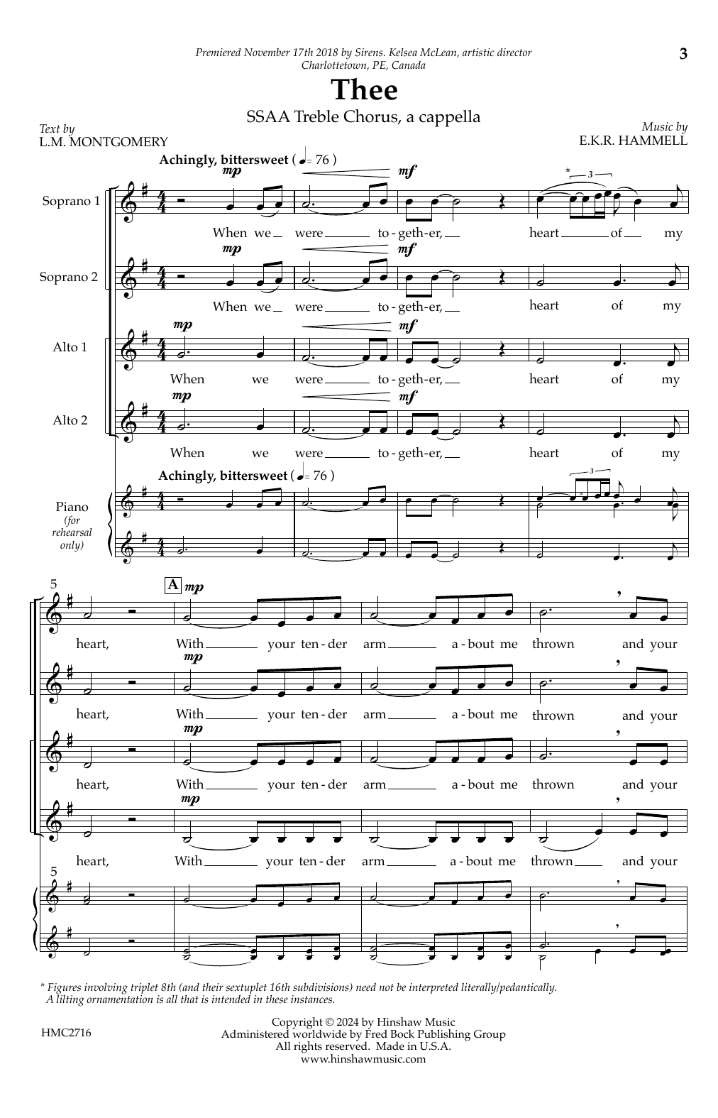 E.K.R. Hammell Thee sheet music notes and chords. Download Printable PDF.