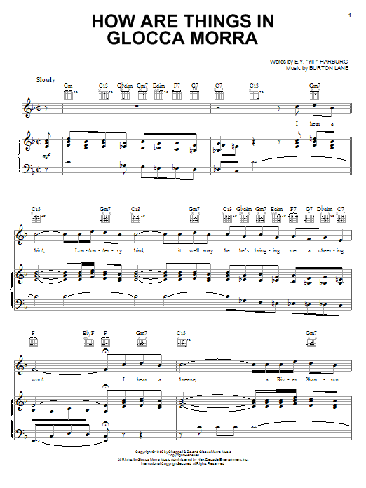E.Y. Harburg How Are Things In Glocca Morra sheet music notes and chords. Download Printable PDF.