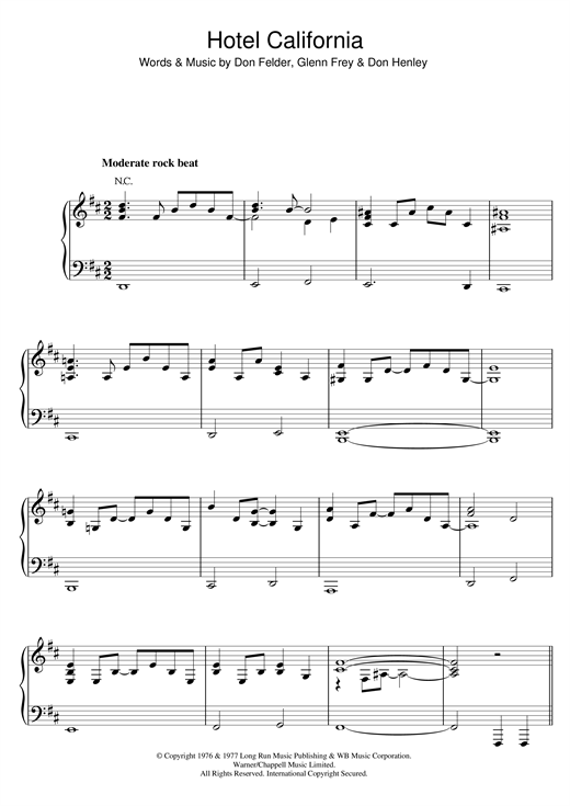 Eagles Hotel California Sheet Music Pdf Notes Chords Pop Score Trombone Solo Download Printable Sku