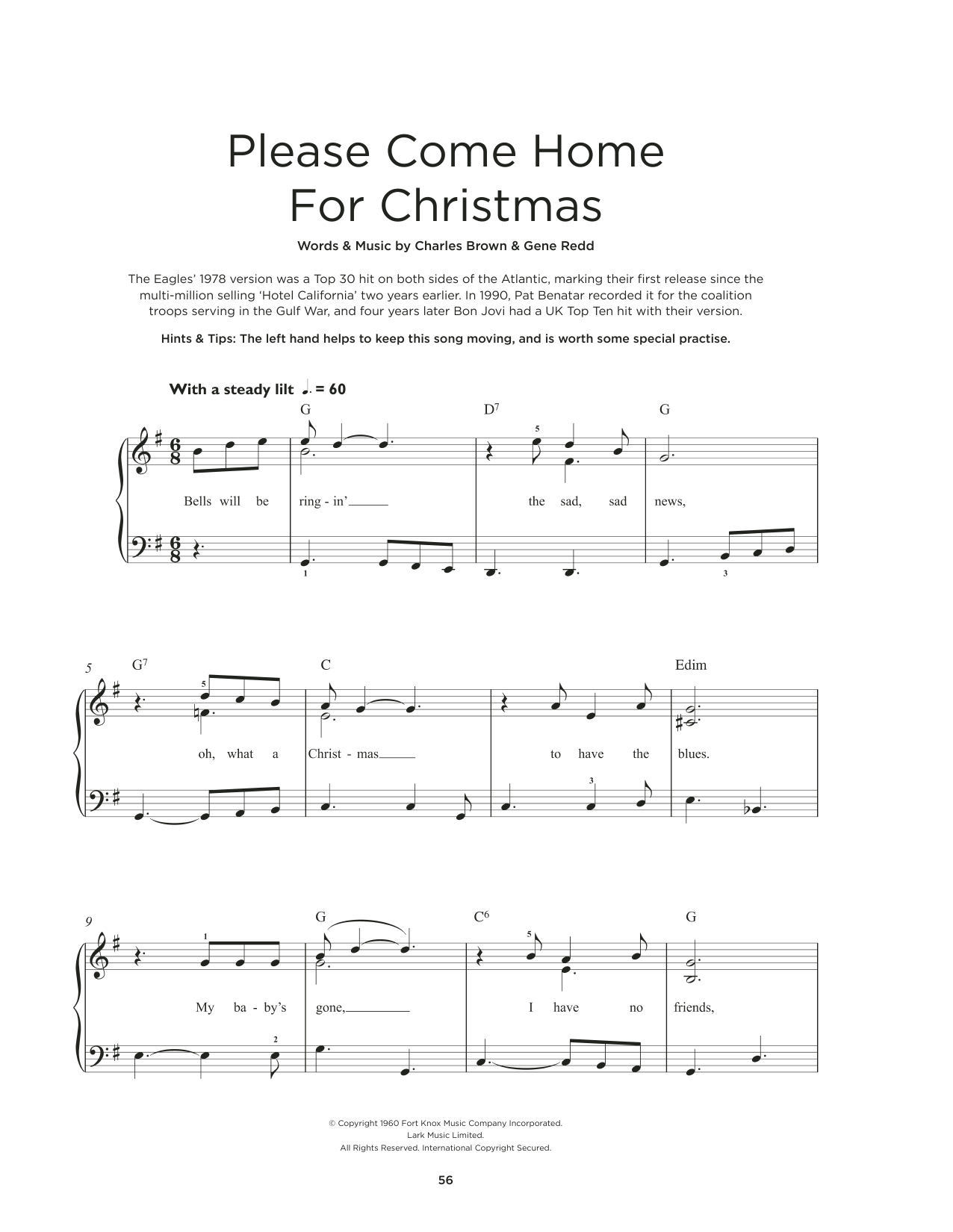 Eagles Please Come Home For Christmas sheet music notes and chords. Download Printable PDF.