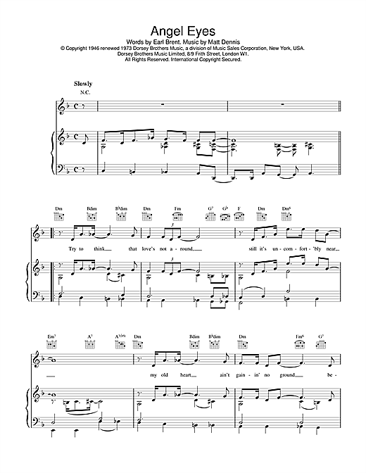 Learn to play Earl Brent & Matt Dennis Angel Eyes sheet music for Piano Solo in minutes. Earl Brent & Matt Dennis Angel Eyes sheet music notes and chords