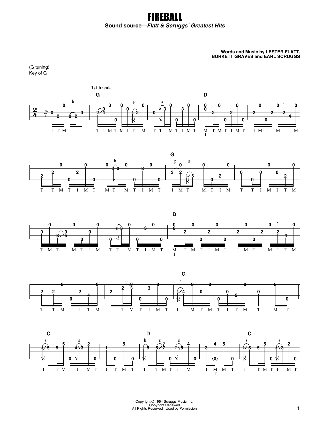 Earl Scruggs Fireball sheet music notes and chords. Download Printable PDF.