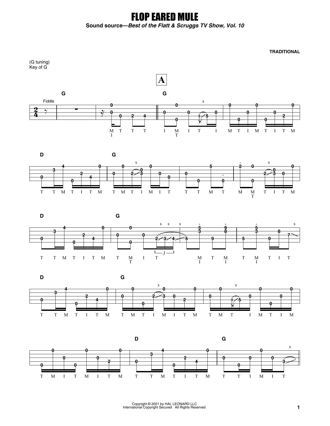 Earl Scruggs Flop Eared Mule Sheet Music Download Printable Pdf Score Sku 550877 2703