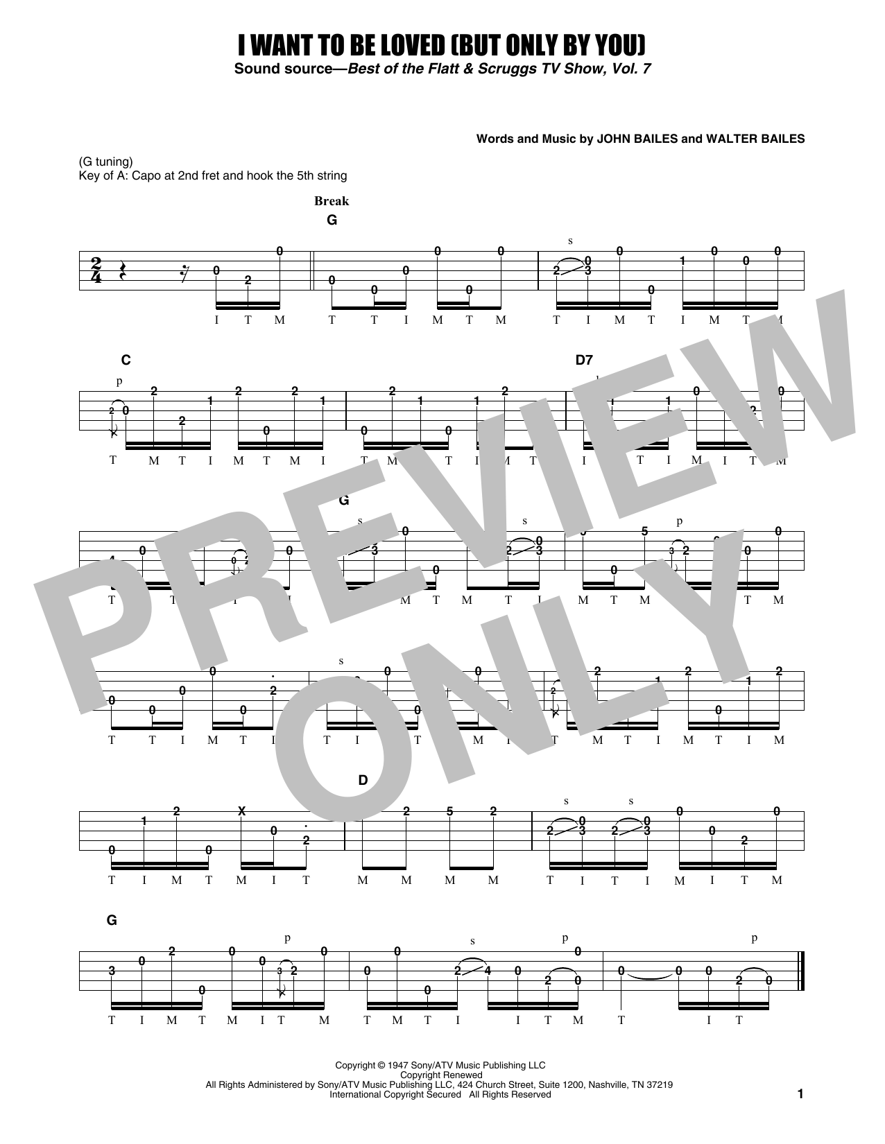 Learn to play Earl Scruggs I Want To Be Loved (But Only By You) sheet music for Banjo Tab in minutes. Price: 7.8900$ Earl Scruggs I Want To Be Loved (But Only By You) sheet music notes and chords arranged for Banjo Tab