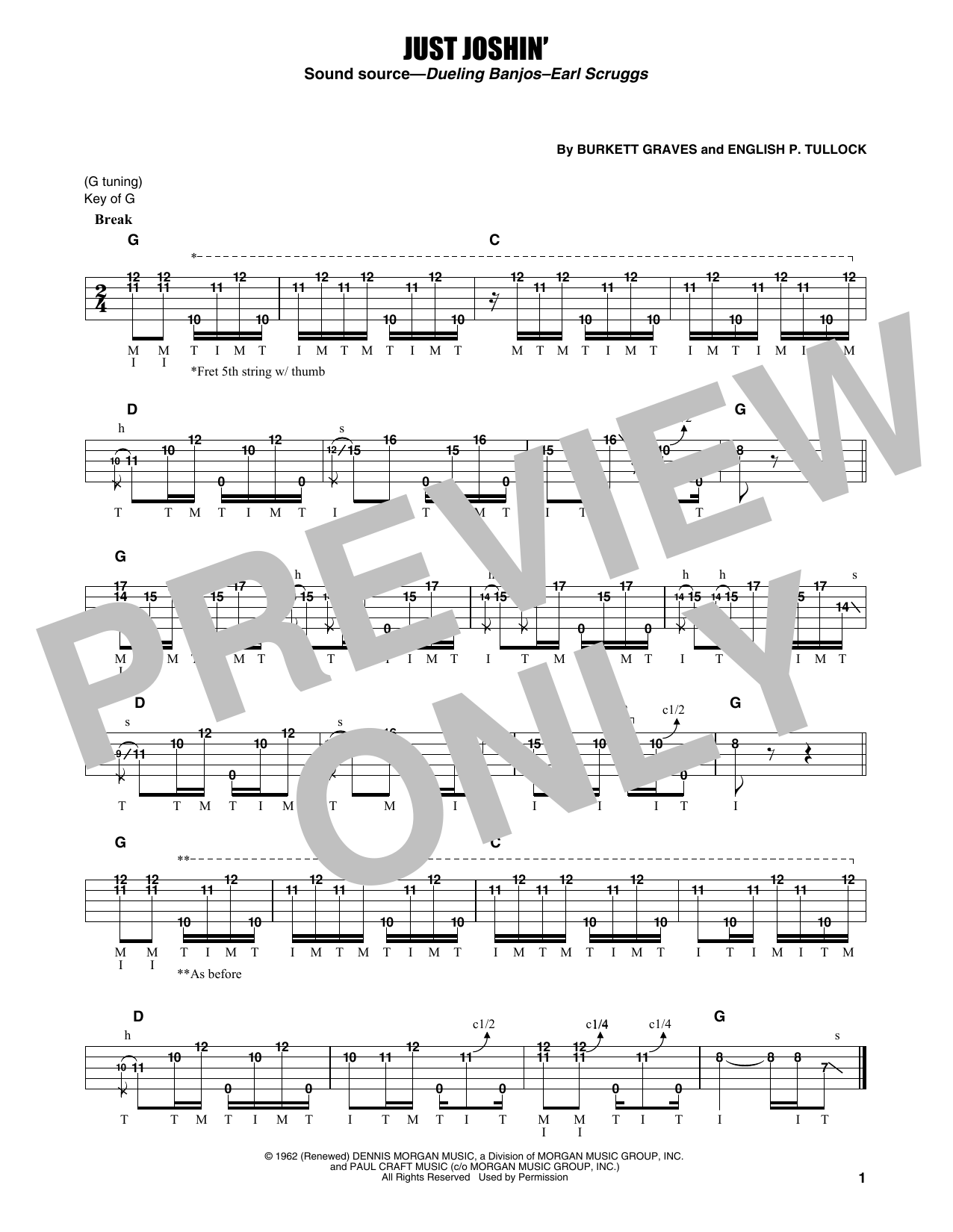 Earl Scruggs Just Joshin' sheet music notes and chords. Download Printable PDF.