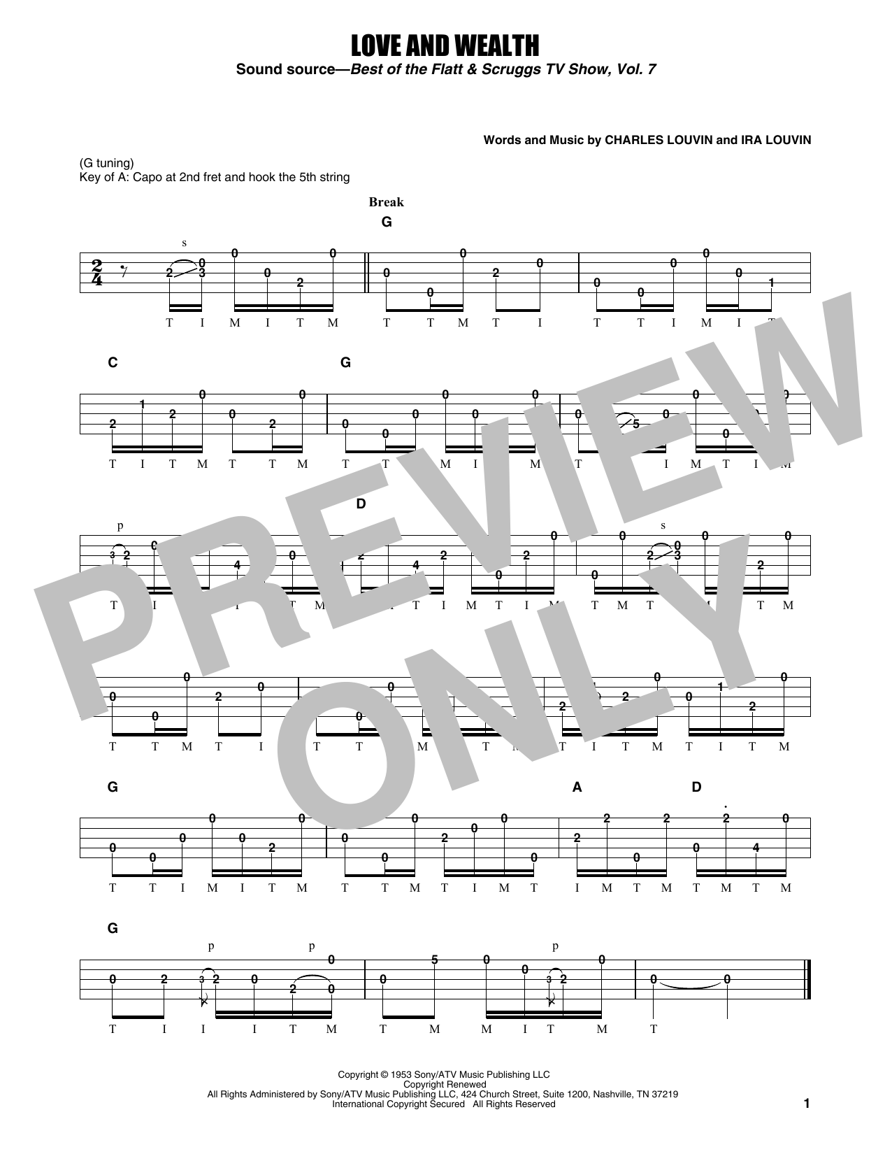 Earl Scruggs Love And Wealth sheet music notes and chords. Download Printable PDF.