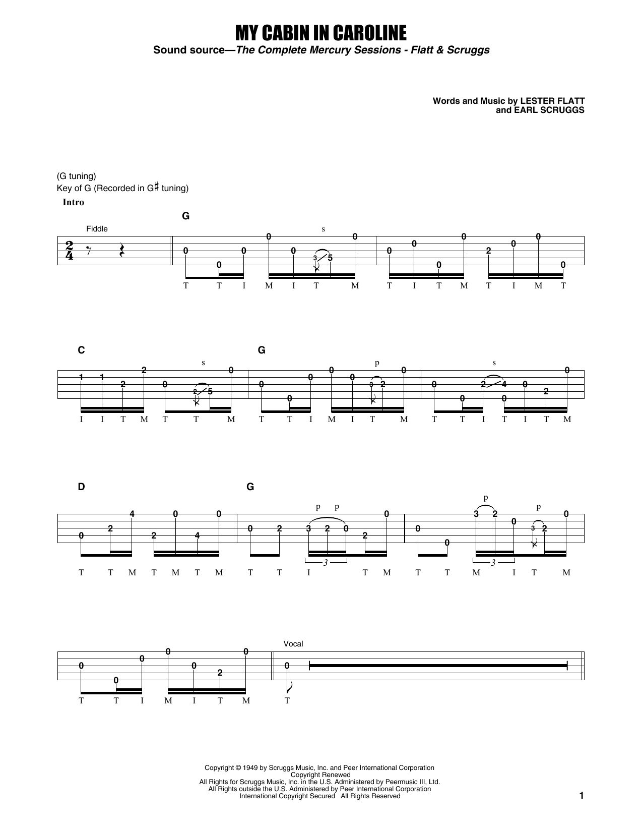 Learn to play Earl Scruggs My Cabin In Caroline sheet music for Banjo Tab in minutes. Price: 7.8900$ Earl Scruggs My Cabin In Caroline sheet music notes and chords arranged for Banjo Tab
