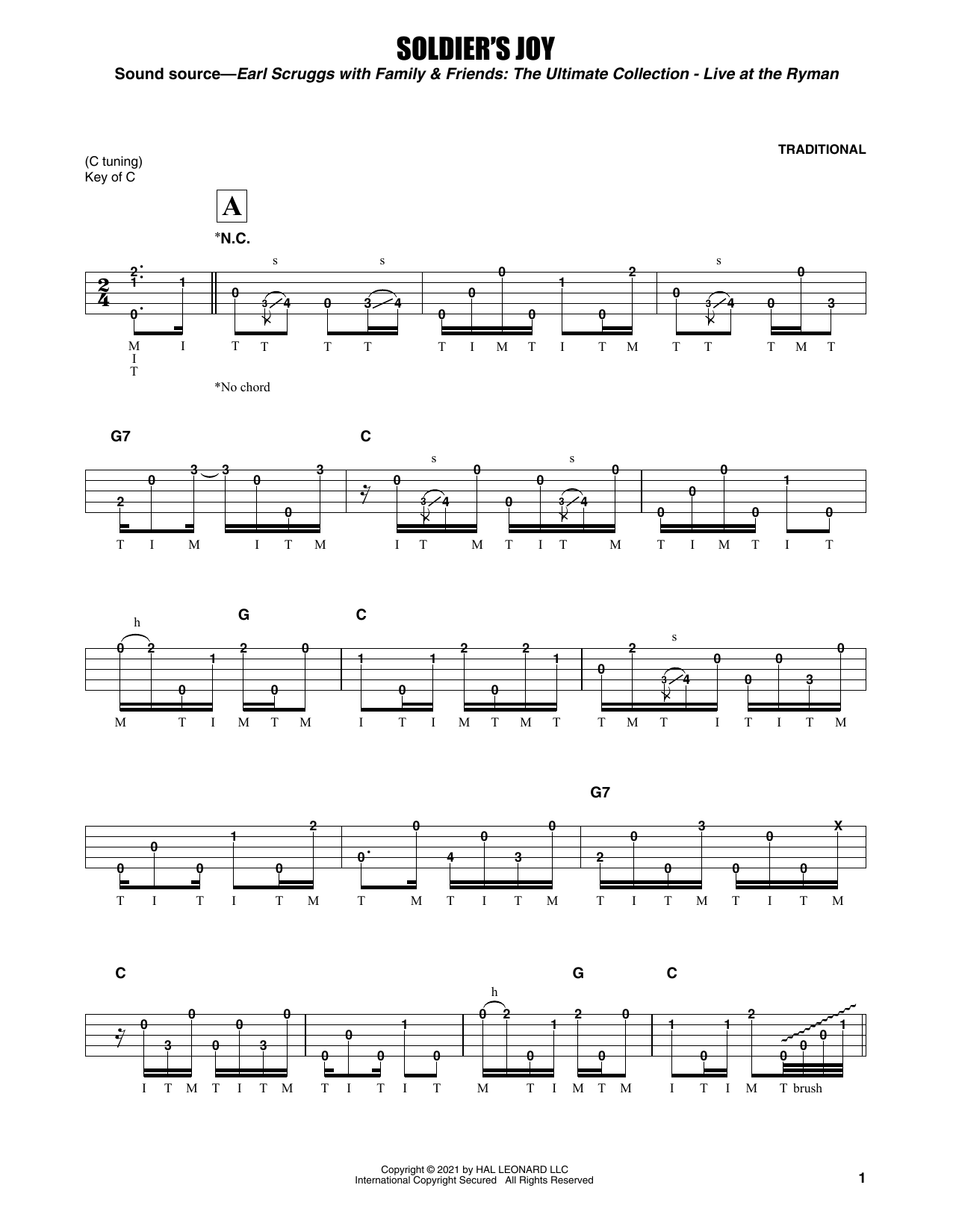 Earl Scruggs Soldier's Joy sheet music notes and chords. Download Printable PDF.