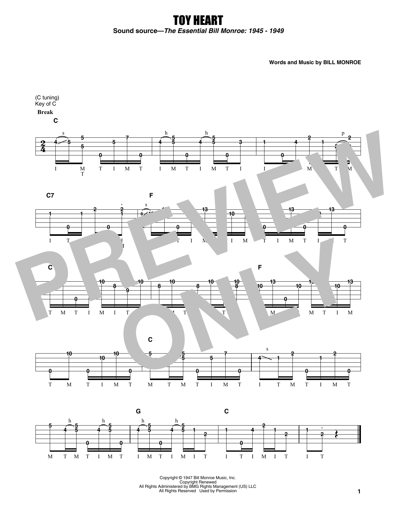 Earl Scruggs Toy Heart sheet music notes and chords. Download Printable PDF.