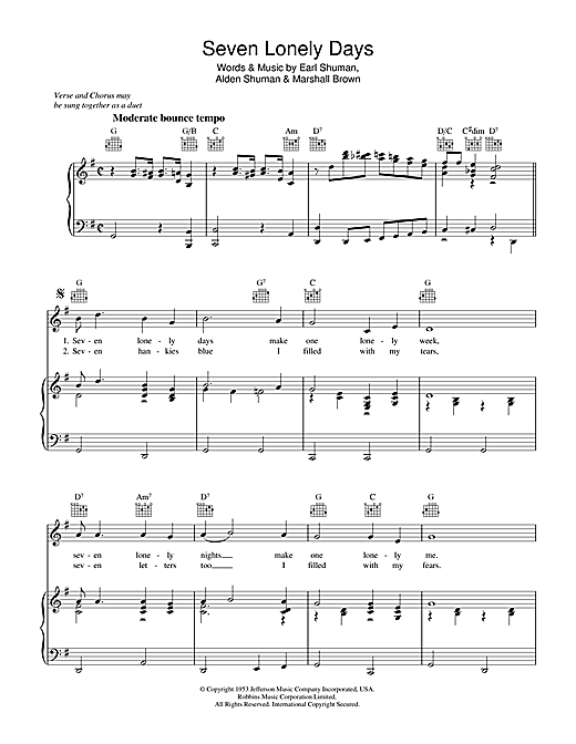 Bee Gees Lonely Days Sheet Music Notes, Chords Download Printable Piano ...