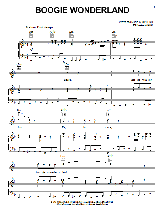 Earth, Wind & Fire Boogie Wonderland sheet music notes and chords. Download Printable PDF.