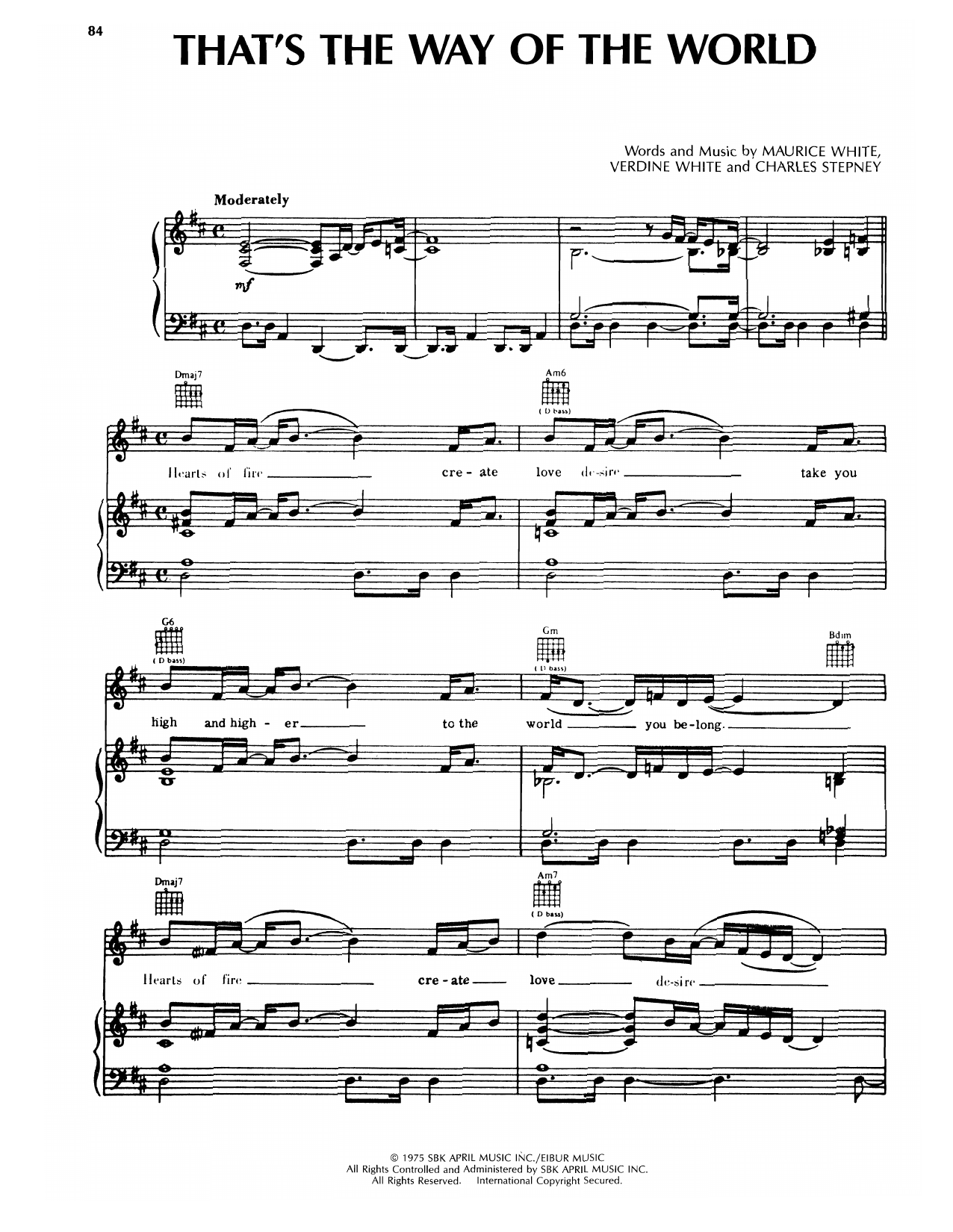 Earth, Wind & Fire That's The Way Of The World sheet music notes and chords. Download Printable PDF.