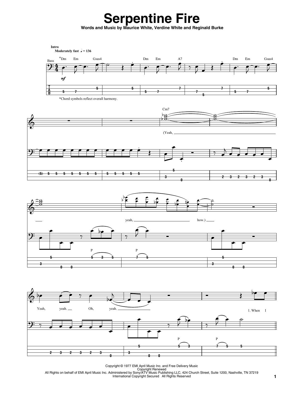 Earth, Wind & Fire Serpentine Fire sheet music notes and chords. Download Printable PDF.