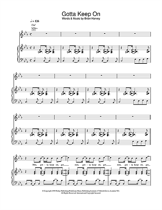 East 17 Gotta Keep On sheet music notes and chords. Download Printable PDF.