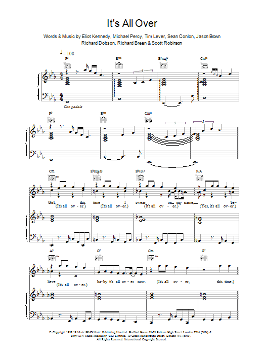 East 17 It's All Over sheet music for Piano, Vocal & Guitar in minutes. Price: 7.8900$ East 17 It's All Over sheet music notes and chords. Download Printable PDF.