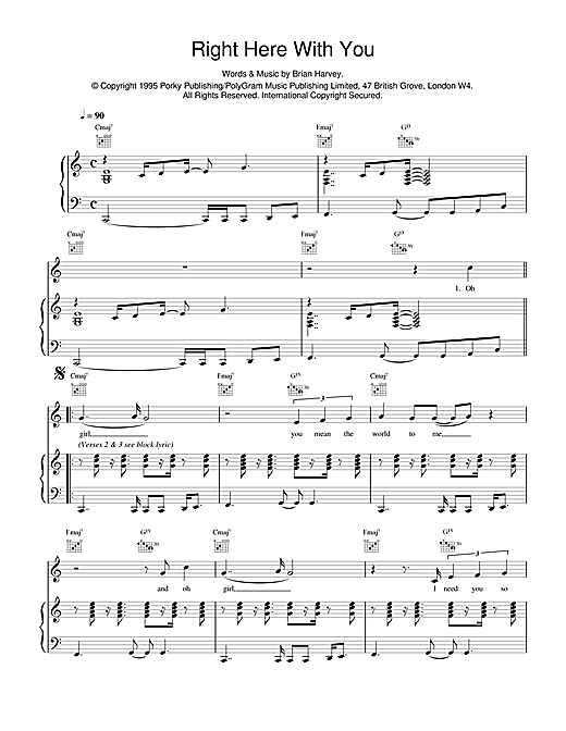 East 17 Right Here With You sheet music notes and chords. Download Printable PDF.