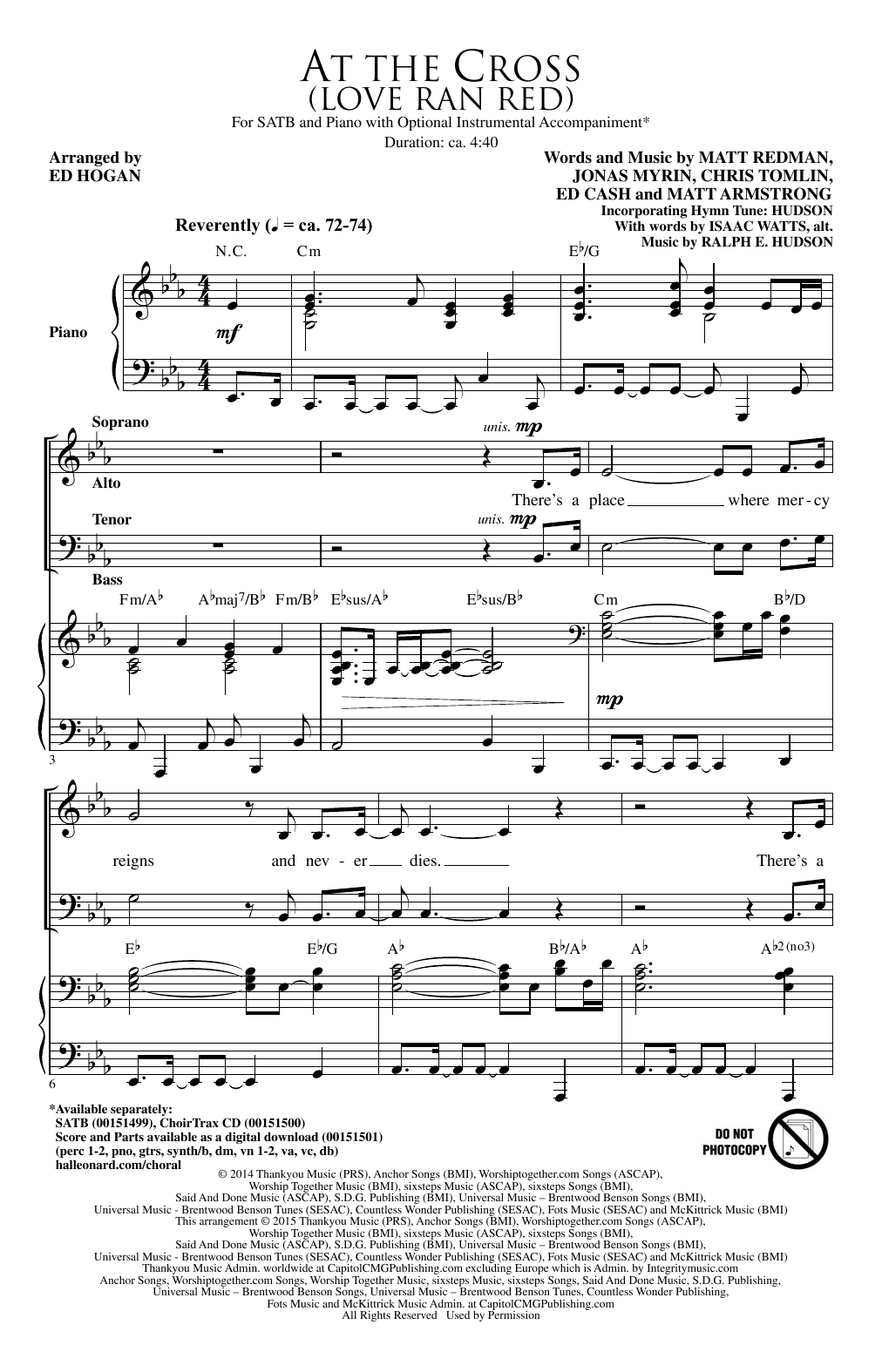 Ed Hogan At The Cross (Love Ran Red) sheet music notes and chords. Download Printable PDF.