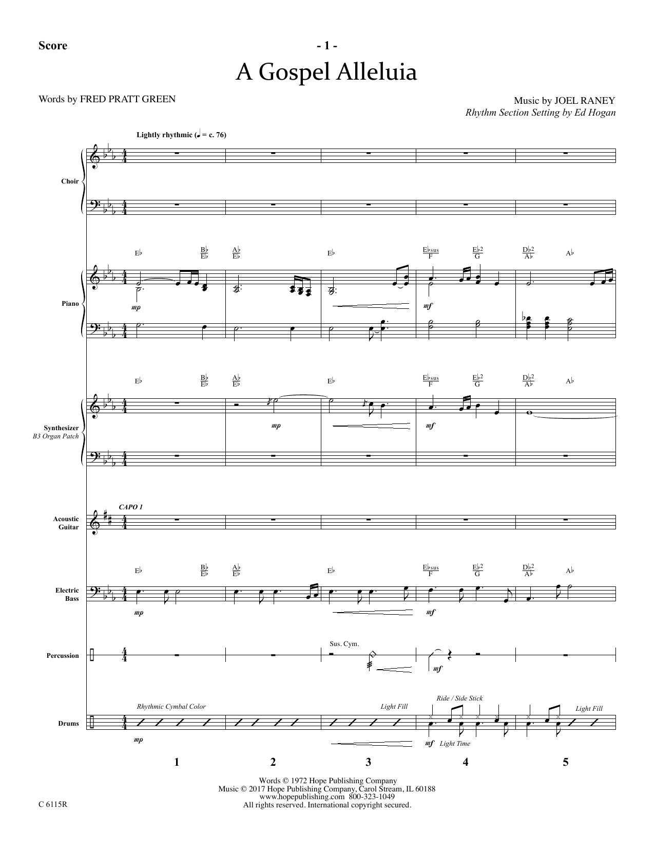 Learn to play Ed Hogan A Gospel Alleluia - Full Score sheet music for Choir Instrumental Pak in minutes. Price: 26.9900$ Ed Hogan A Gospel Alleluia - Full Score sheet music notes and chords arranged for Choir Instrumental Pak