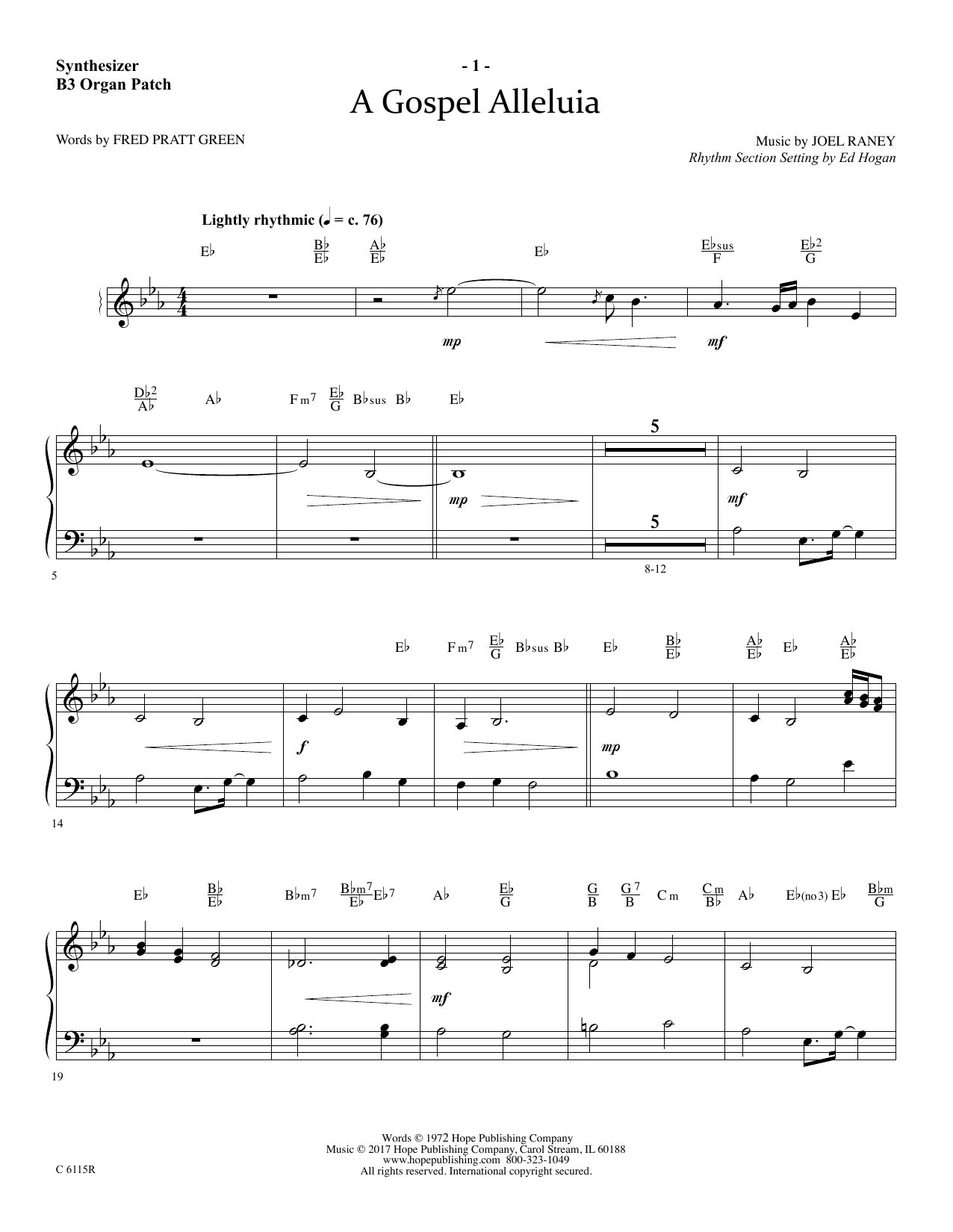 Learn to play Ed Hogan A Gospel Alleluia - Synthesizer sheet music for Choir Instrumental Pak in minutes. Price: 26.9900$ Ed Hogan A Gospel Alleluia - Synthesizer sheet music notes and chords arranged for Choir Instrumental Pak