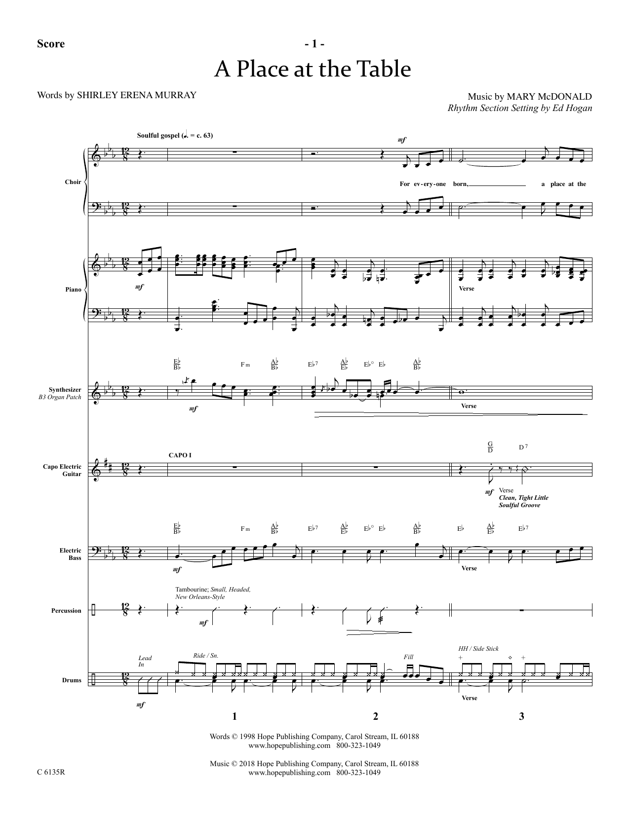 Learn to play Ed Hogan A Place At The Table - Full Score sheet music for Choir Instrumental Pak in minutes. Price: 26.9900$ Ed Hogan A Place At The Table - Full Score sheet music notes and chords arranged for Choir Instrumental Pak