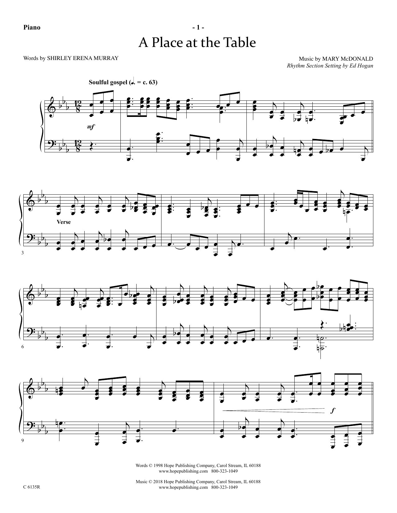 Learn to play Ed Hogan A Place At The Table - Piano sheet music for Choir Instrumental Pak in minutes. Price: 26.9900$ Ed Hogan A Place At The Table - Piano sheet music notes and chords arranged for Choir Instrumental Pak