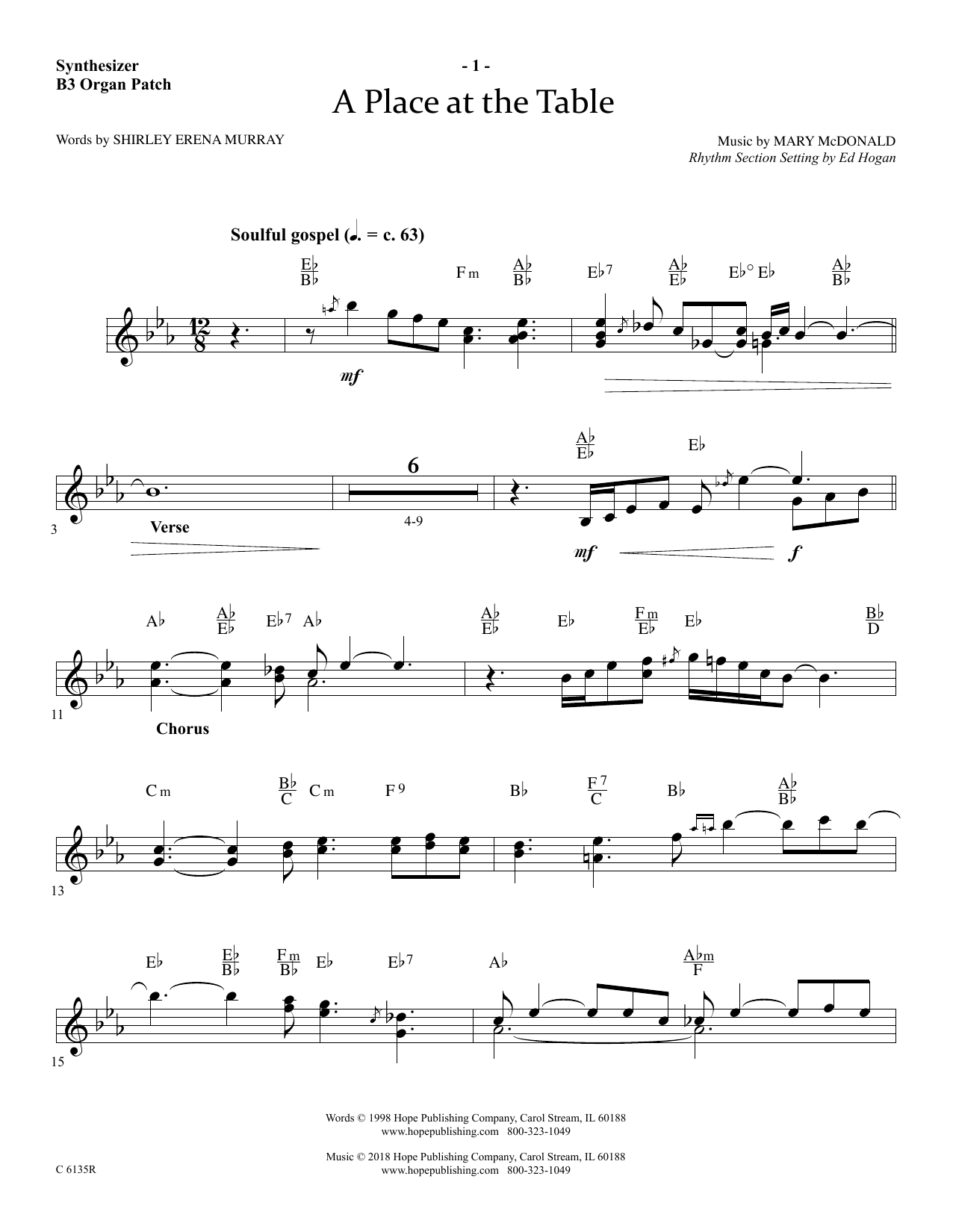 Learn to play Ed Hogan A Place At The Table - Synthesizer sheet music for Choir Instrumental Pak in minutes. Price: 26.9900$ Ed Hogan A Place At The Table - Synthesizer sheet music notes and chords arranged for Choir Instrumental Pak