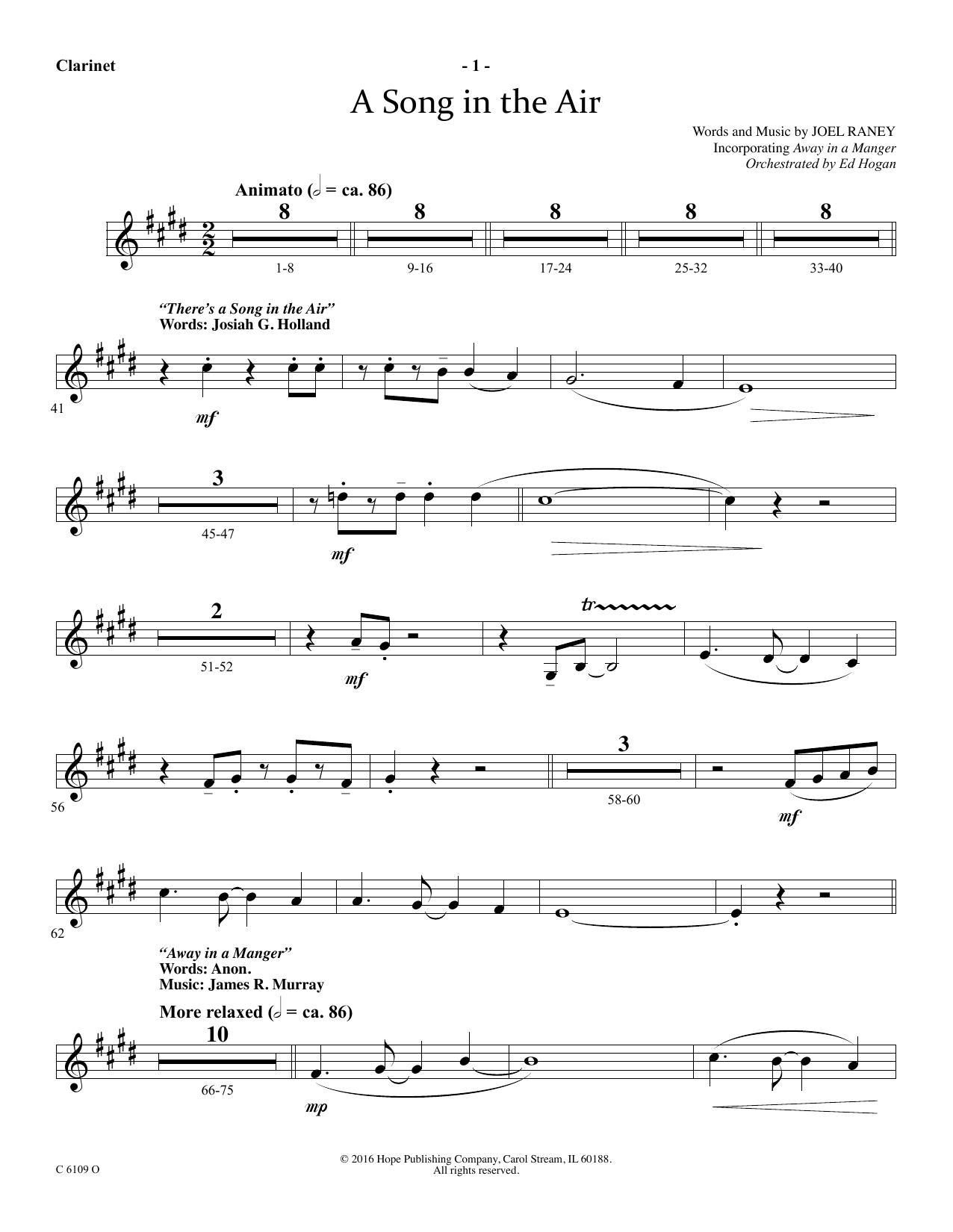 Learn to play Ed Hogan A Song In The Air - Clarinet sheet music for Choir Instrumental Pak in minutes. Price: 69.9900$ Ed Hogan A Song In The Air - Clarinet sheet music notes and chords arranged for Choir Instrumental Pak