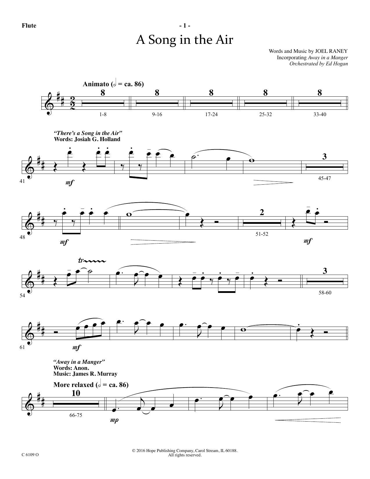 Learn to play Ed Hogan A Song In The Air - Flute sheet music for Choir Instrumental Pak in minutes. Price: 69.9900$ Ed Hogan A Song In The Air - Flute sheet music notes and chords arranged for Choir Instrumental Pak