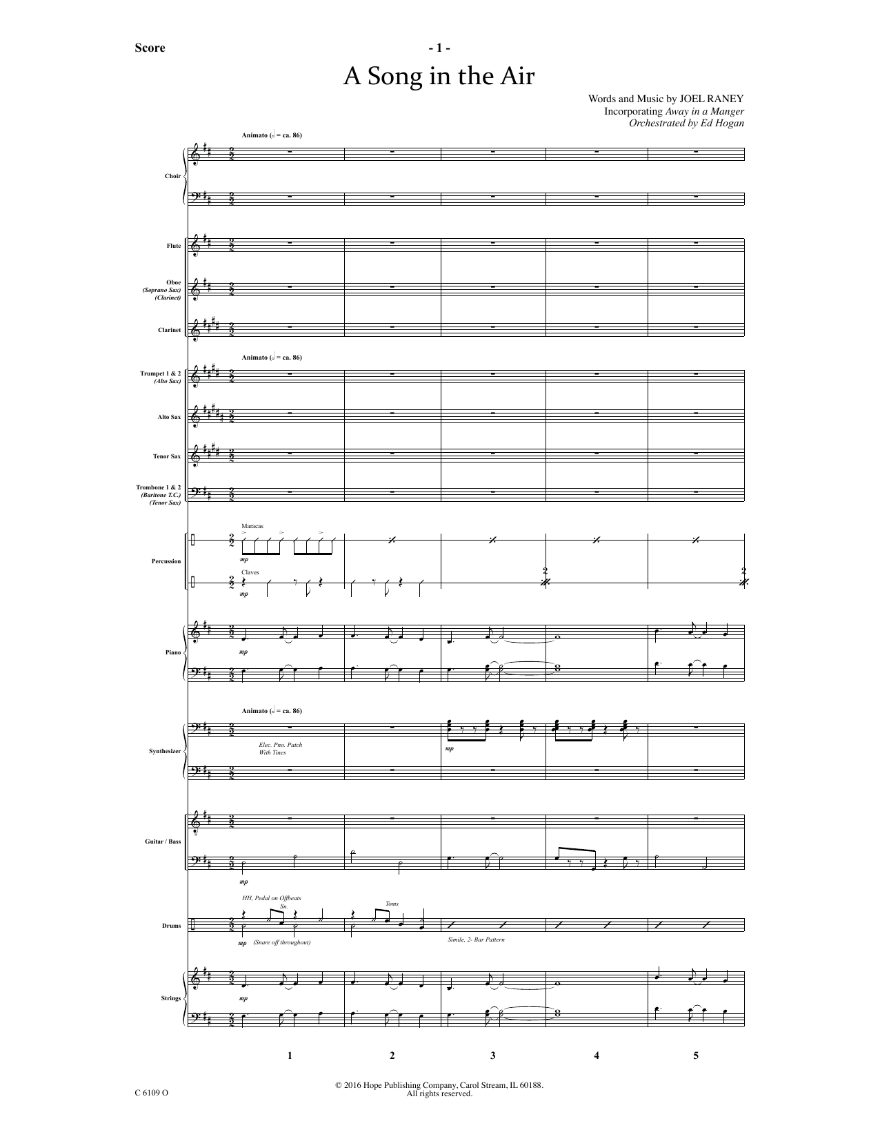Learn to play Ed Hogan A Song In The Air - Full Score sheet music for Choir Instrumental Pak in minutes. Price: 69.9900$ Ed Hogan A Song In The Air - Full Score sheet music notes and chords arranged for Choir Instrumental Pak