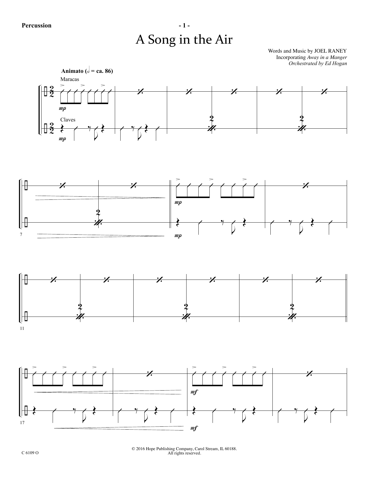Learn to play Ed Hogan A Song In The Air - Percussion sheet music for Choir Instrumental Pak in minutes. Price: 69.9900$ Ed Hogan A Song In The Air - Percussion sheet music notes and chords arranged for Choir Instrumental Pak