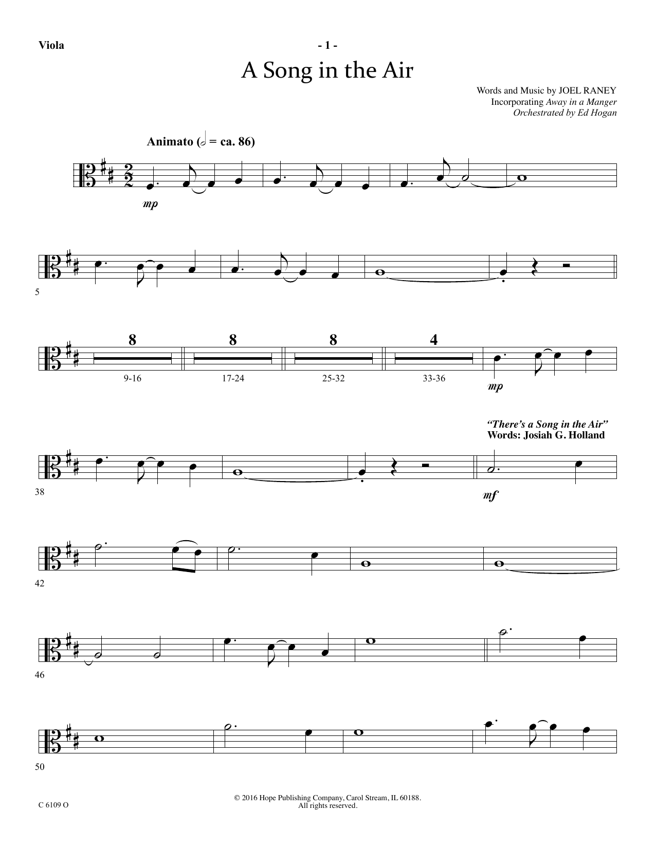 Learn to play Ed Hogan A Song In The Air - Viola sheet music for Choir Instrumental Pak in minutes. Price: 69.9900$ Ed Hogan A Song In The Air - Viola sheet music notes and chords arranged for Choir Instrumental Pak