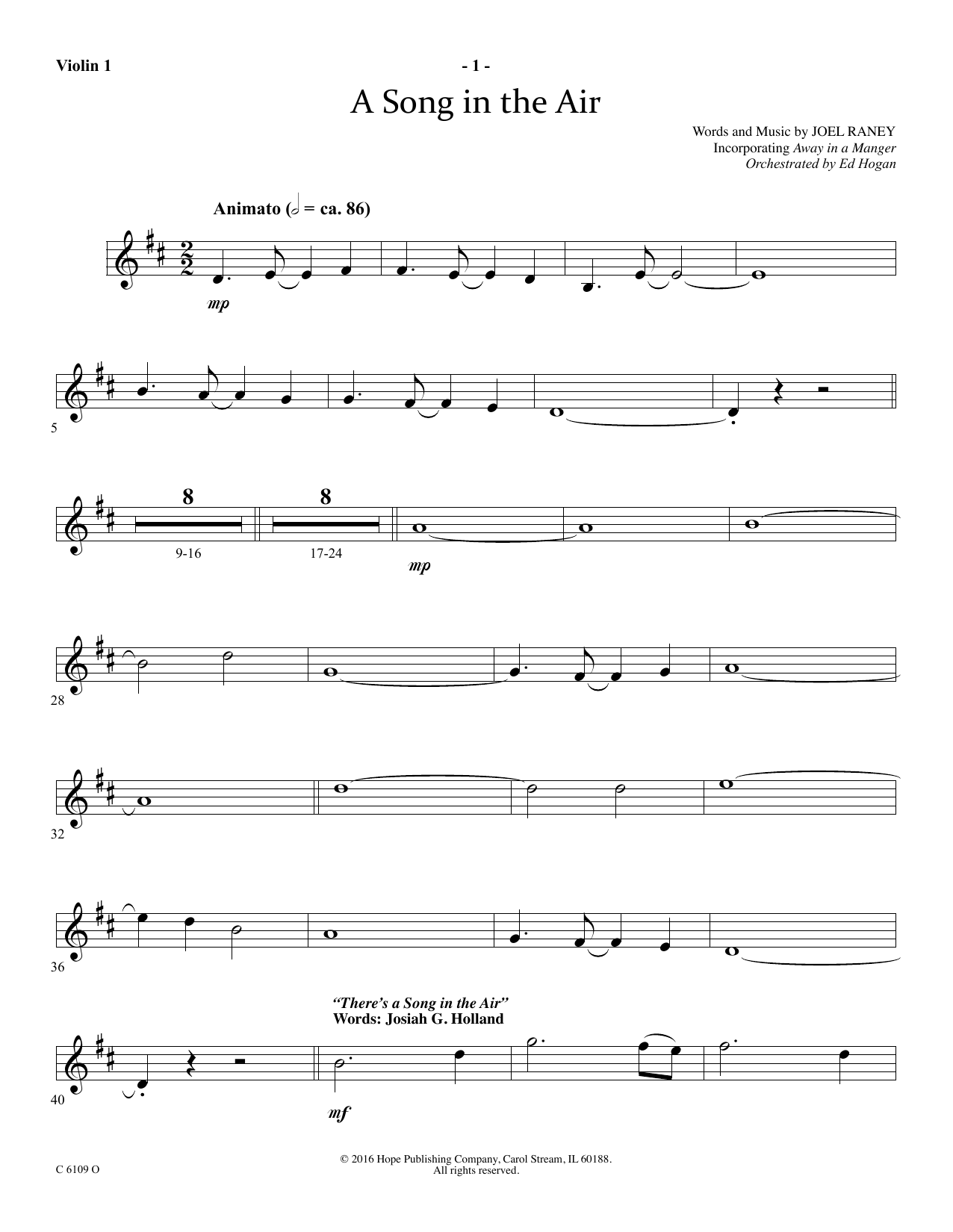 Learn to play Ed Hogan A Song In The Air - Violin 1 sheet music for Choir Instrumental Pak in minutes. Price: 69.9900$ Ed Hogan A Song In The Air - Violin 1 sheet music notes and chords arranged for Choir Instrumental Pak