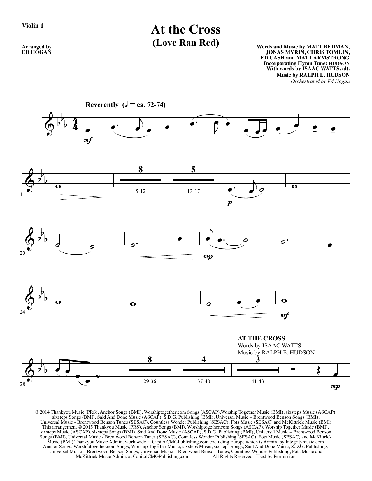Learn to play Ed Hogan At the Cross - Violin 1 sheet music for Choir Instrumental Pak in minutes. Ed Hogan At the Cross - Violin 1 sheet music notes and chords. Download Printable PDF.