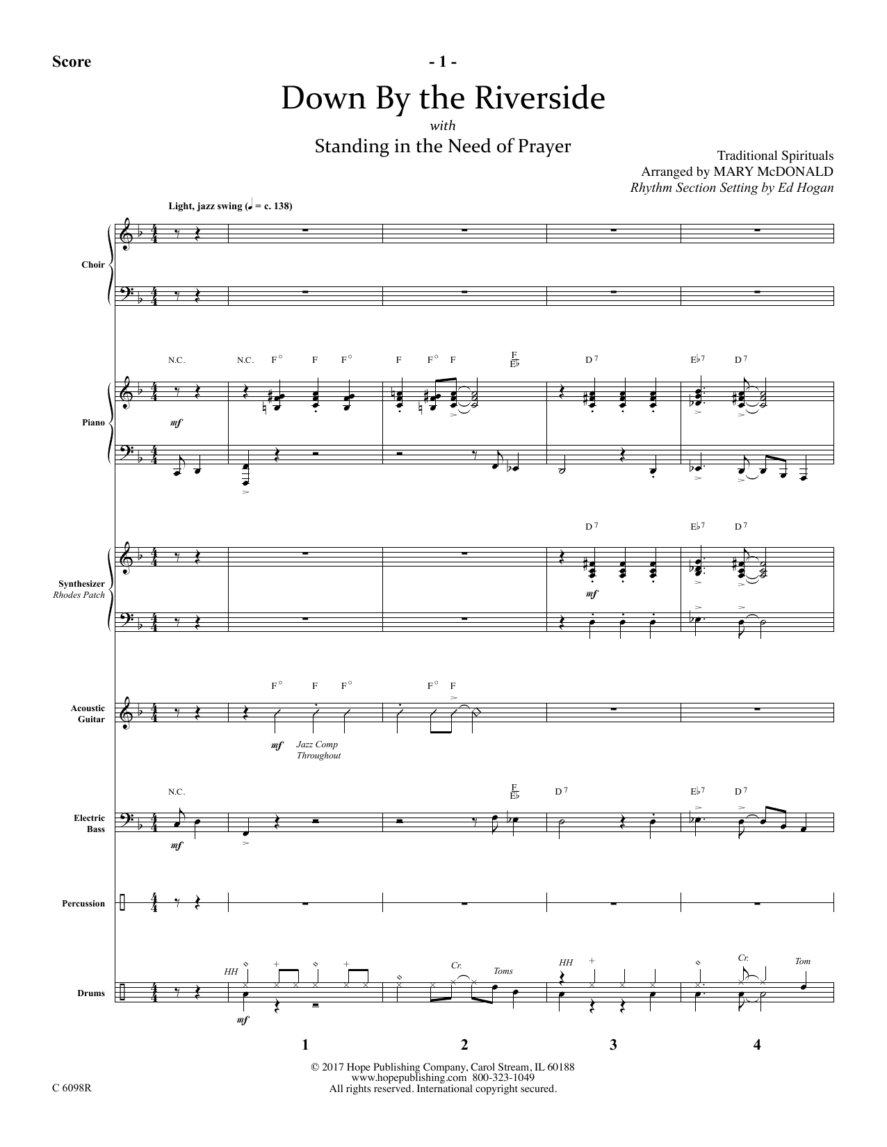 Learn to play Ed Hogan Down by the Riverside - Full Score sheet music for Choir Instrumental Pak in minutes. Price: 26.9900$ Ed Hogan Down by the Riverside - Full Score sheet music notes and chords arranged for Choir Instrumental Pak