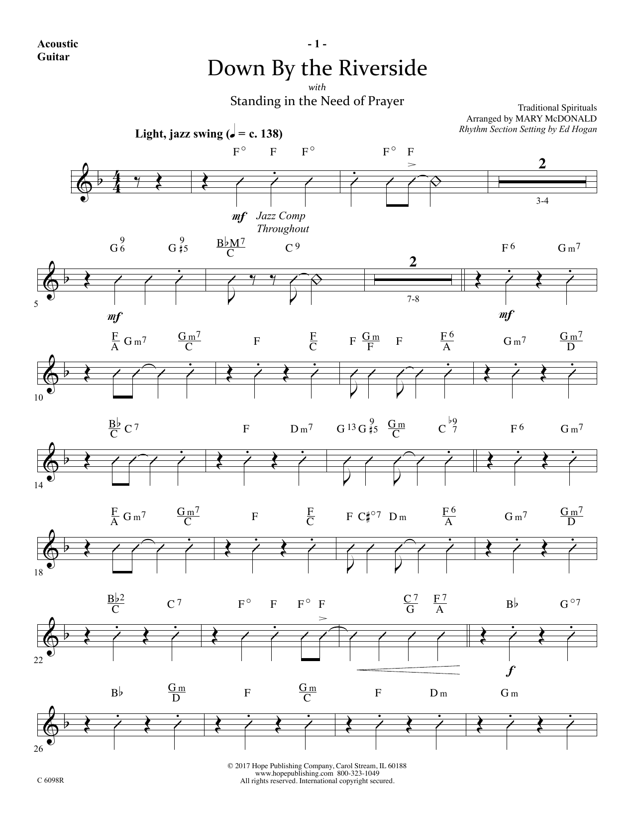 Learn to play Ed Hogan Down by the Riverside - Guitar sheet music for Choir Instrumental Pak in minutes. Price: 26.9900$ Ed Hogan Down by the Riverside - Guitar sheet music notes and chords arranged for Choir Instrumental Pak
