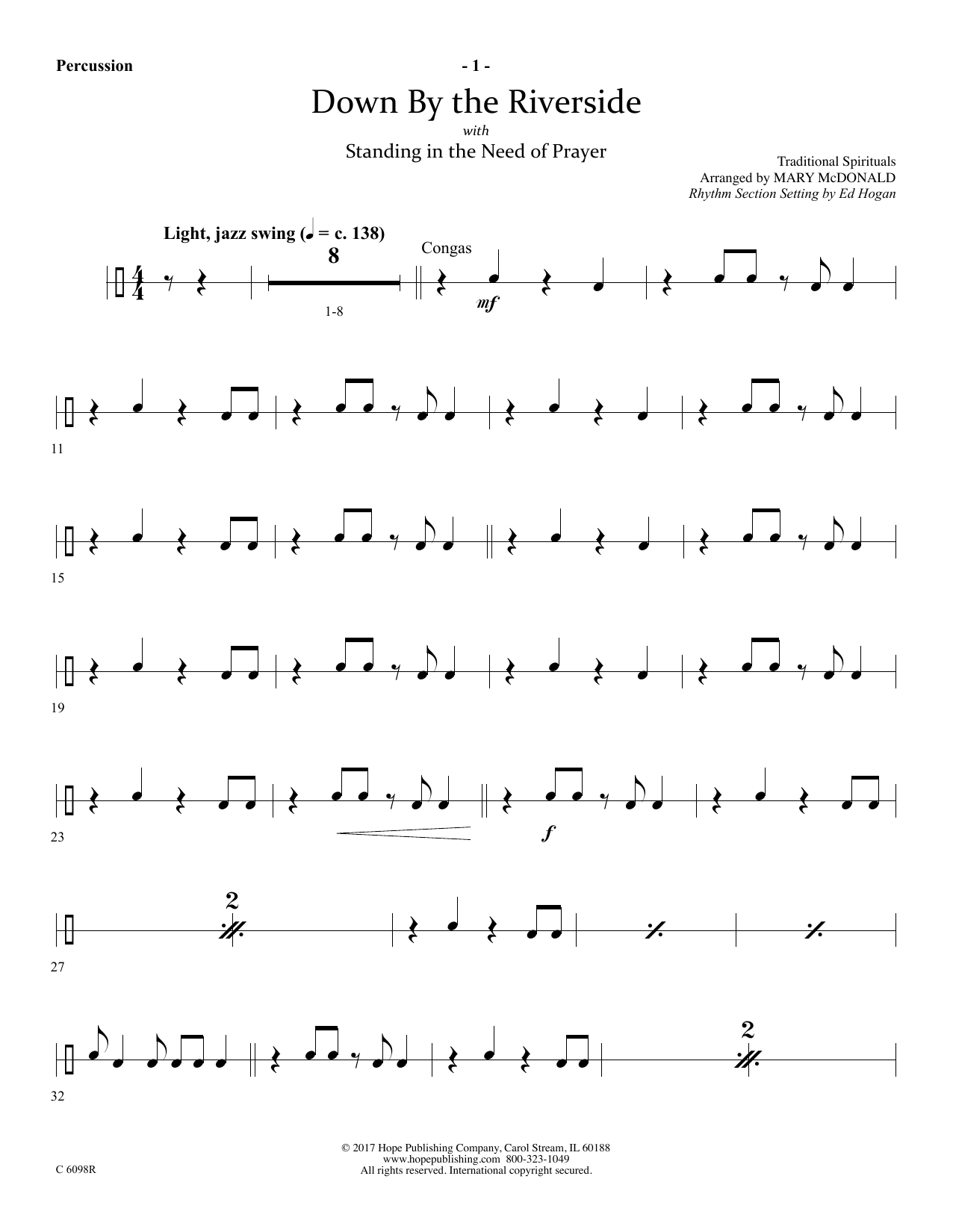 Learn to play Ed Hogan Down by the Riverside - Percussion sheet music for Choir Instrumental Pak in minutes. Price: 26.9900$ Ed Hogan Down by the Riverside - Percussion sheet music notes and chords arranged for Choir Instrumental Pak