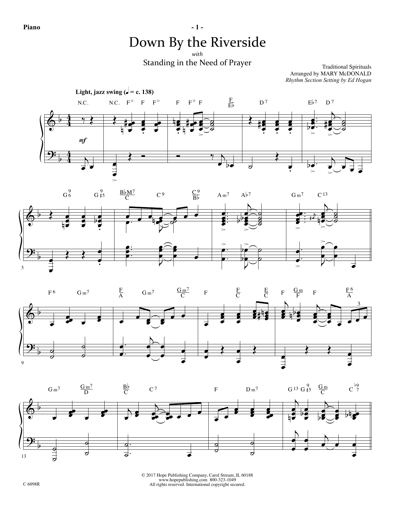 Learn to play Ed Hogan Down by the Riverside - Piano sheet music for Choir Instrumental Pak in minutes. Price: 26.9900$ Ed Hogan Down by the Riverside - Piano sheet music notes and chords arranged for Choir Instrumental Pak