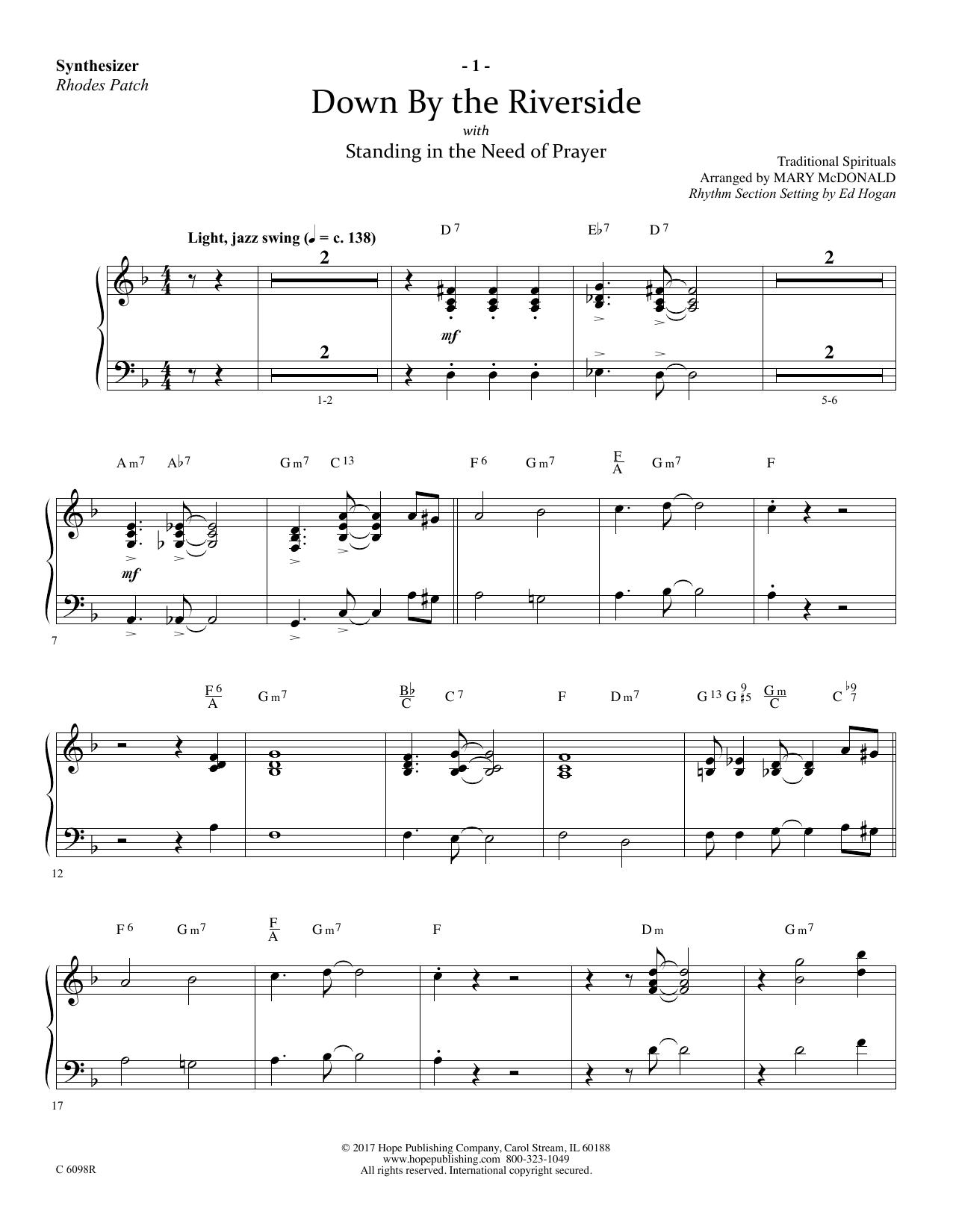 Learn to play Ed Hogan Down by the Riverside - Synthesizer sheet music for Choir Instrumental Pak in minutes. Price: 26.9900$ Ed Hogan Down by the Riverside - Synthesizer sheet music notes and chords arranged for Choir Instrumental Pak