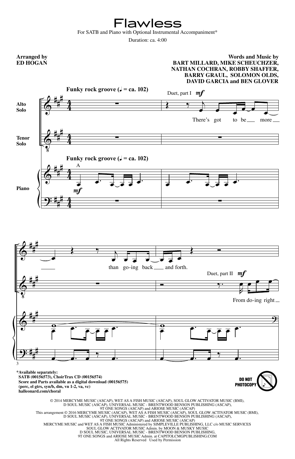 Ed Hogan Flawless sheet music notes and chords. Download Printable PDF.